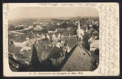 AK Sennheim, Vue d`ensemble du village en mars 1915