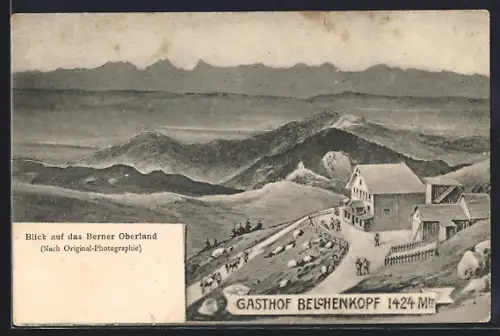 AK Belchenkopf, Gasthof mit Blick auf das Berner Oberland