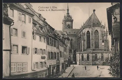 AK Colmar /Els., Partie b. d. Martinskirche