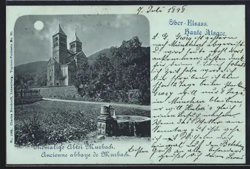 Mondschein-AK Murbach, Ancienne abbaye de Murbach sous la lune