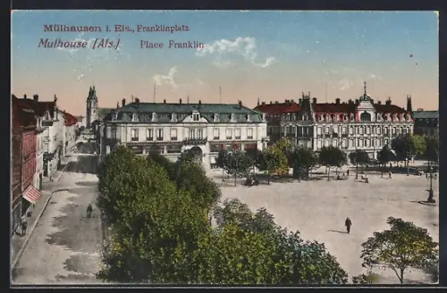 AK Mulhouse /Als., Place Franklin avec bâtiments historiques et verdure