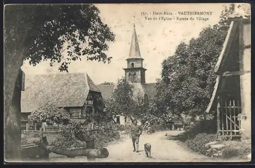 AK Vauthiermont /Haut-Rhin, Vue de l`Église, Entrée du Village