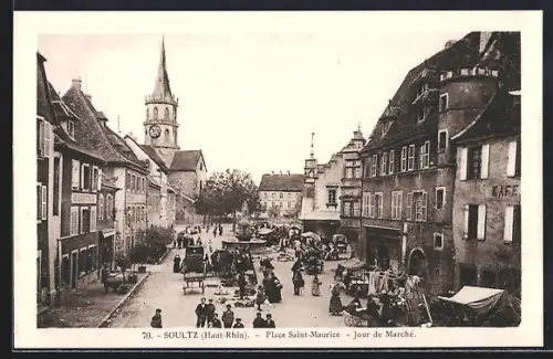 AK Soultz /Haut-Rhin, Place Saint-Maurice, jour de marché