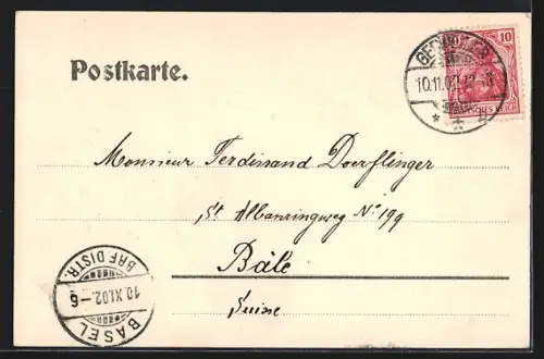 AK Guebwiller, Vue de la ville en 1750 avec paysages environnants