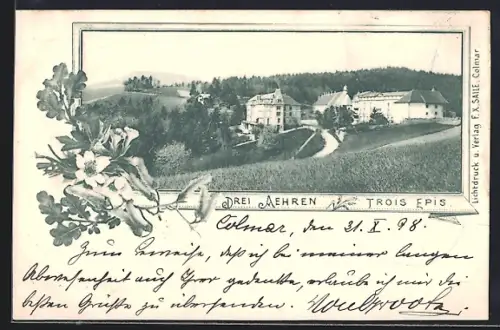 AK Trois Épis, Vue du paysage rural avec bâtiments historiques