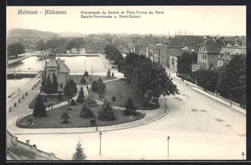 AK Mulhouse, Promenade du Bassin et Plate-Forme du Nord