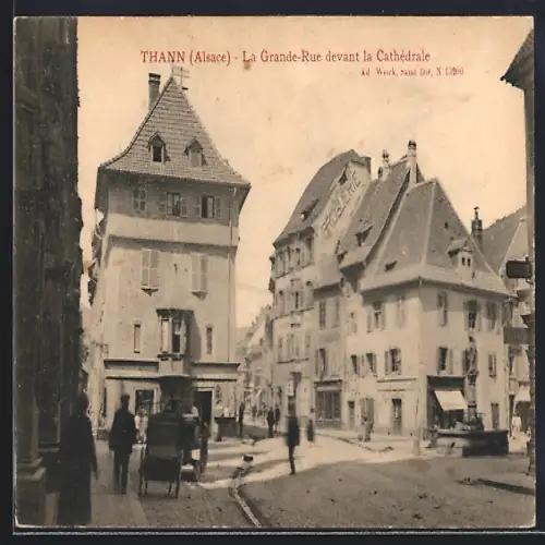 AK Thann /Alsace, La Grande-Rue devant la Cathédrale