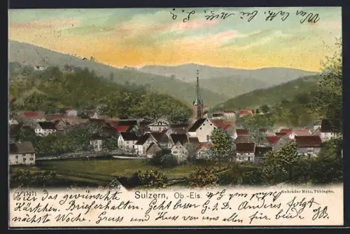 AK Sulzern, Vue sur le village pittoresque entouré de collines verdoyantes