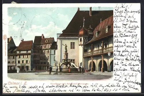 AK Colmar, Kaufhaus und Brunnen
