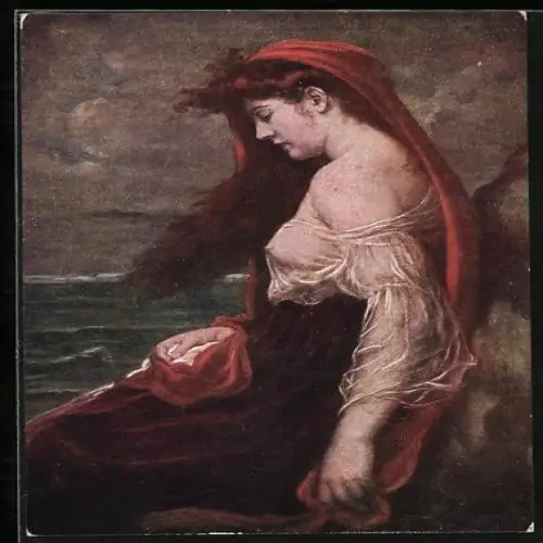 Künstler-AK sign. Georg Papperitz: Melancholie, Dame am Meer