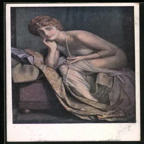 Künstler-AK sign. H. C. Kosel: Salon Ideal, Frau mit transparentem Tuch um den Leib