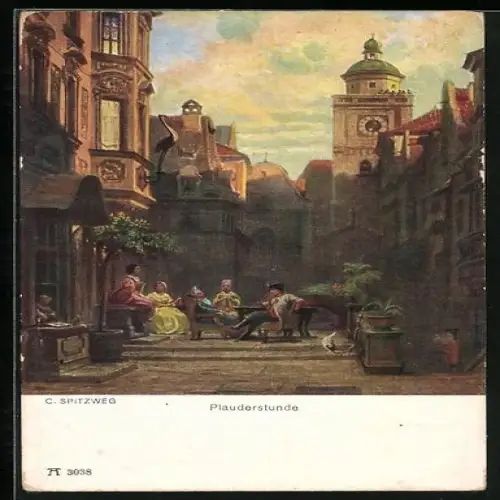 Künstler-AK Carl Spitzweg: Plauderstunde