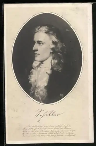 Künstler-AK Friedrich von Schiller, seitlich portraitiert mit Rüschenhemd