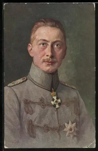 AK Kronprinz Wilhelm von Preussen als feldgrauer Husar