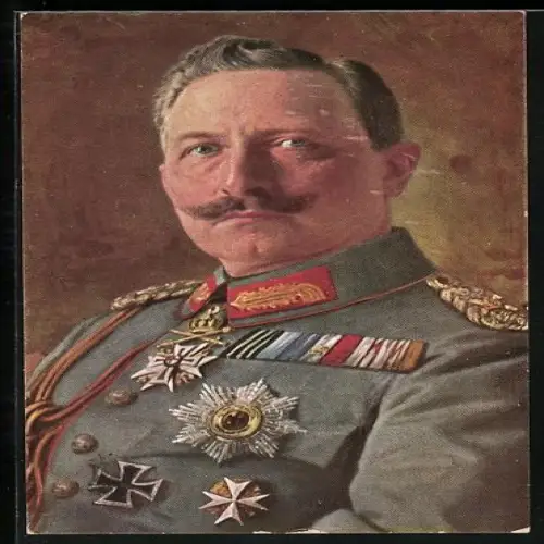 AK Portrait von Kaiser Wilhelm II. mit Orden an der Brust