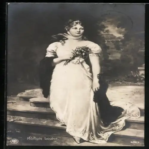 AK Königin Luise von Preussen mit Blumenstrauss