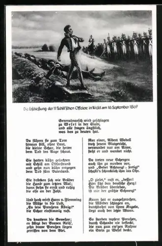 AK Wesel, Die Erschiessung der 11 Schill'schen Offiziere am 16.9.1809