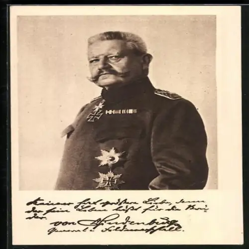 AK Generalfeldmarschall von Hindenburg in Uniform mit Orden