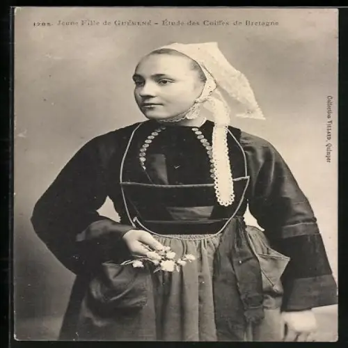 AK Guémené, étude des coiffes de Bretagne, Bretonin in Tracht