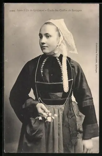 AK Guémené, étude des coiffes de Bretagne, Bretonin in Tracht