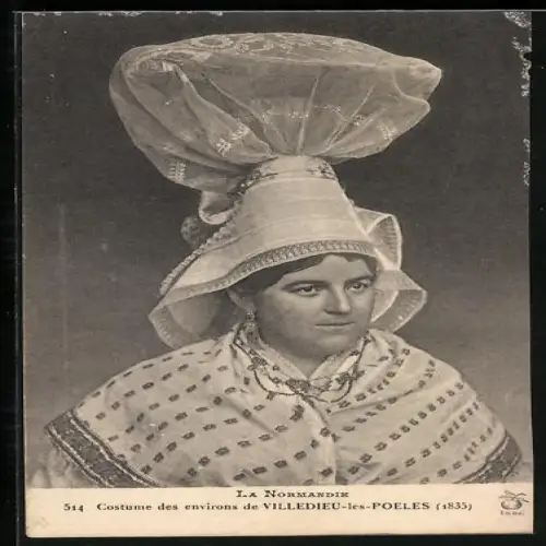 AK Villedieu-les-Poeles /Normandie, Frau in Tracht mit Haube