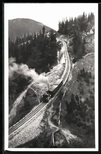 AK Schneebergbahn, Zahnradbahn auf den Hochschneeberg unter Volldampf
