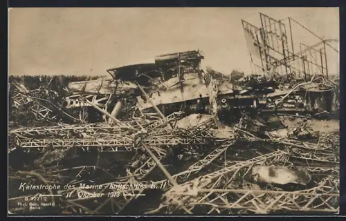 AK Katastrophe des Marine-Zeppelins L. II am 17.10.1913