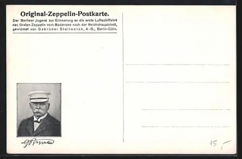 AK Mannheim, Zeppelin über der Stadtmit Dampfer, Kakao