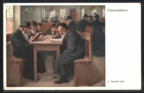 Künstler-AK Juden beim Talmudstudium