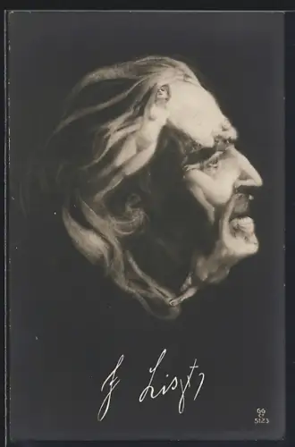 AK Portrait von Franz Liszt aus nackten Frauenkörpern gebildet