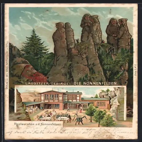 AK Nonnenfelsen, Restauration, Berg mit Gesicht / Berggesichter