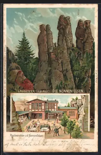AK Nonnenfelsen, Restauration, Berg mit Gesicht / Berggesichter