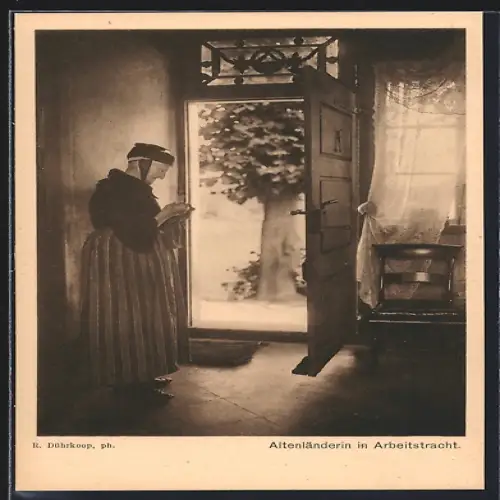 AK Hamburg, 16. Deutsches Bundesschiessen 1909, Altenländerin in Arbeitstracht