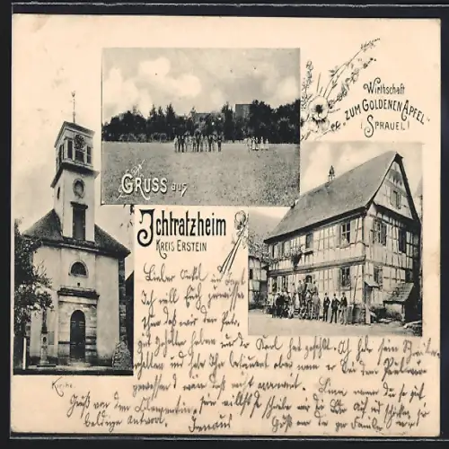 AK Ichtratzheim /Erstein, Gasthaus zum Goldenen Apfel, Inh. Sprauel