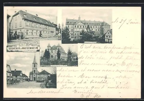AK Matzenheim, Hôtel du Soleil, Château de frères Wörth, Institut St Joseph, Rue de l`Eglise