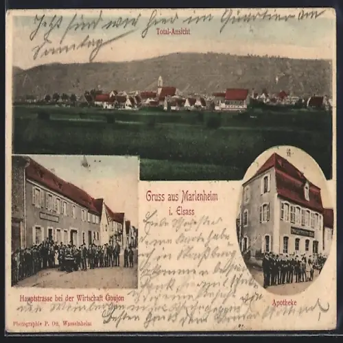 AK Marlenheim i. Elsass, Gasthaus Goujon in der Hauptstrasse, Apotheke