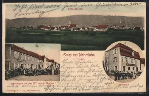 AK Marlenheim i. Elsass, Gasthaus Goujon in der Hauptstrasse, Apotheke