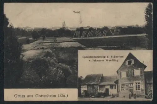 AK Gottesheim /Els., Spezereihandlung u. Schusterei v. Johannes Wendling