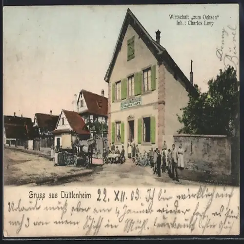 AK Düttlenheim, Gasthaus zum Ochsen, Inh. Charles Levy