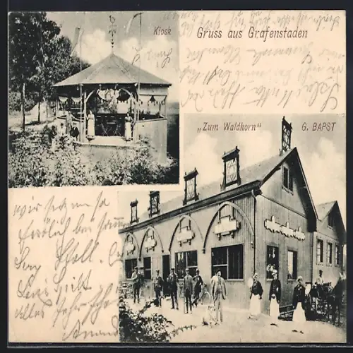 AK Grafenstaden, Gasthof zum Waldhorn, Inh. G. Bapst, Kiosk