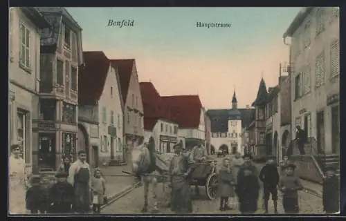 AK Benfeld, Haupstrasse mit Blick auf die Kirche