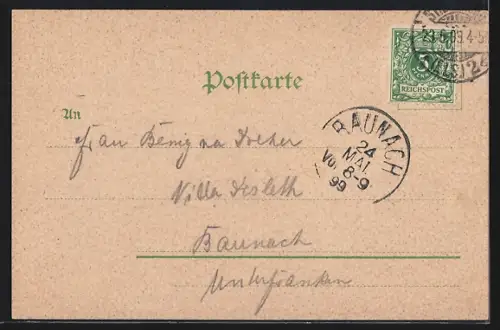 Lithographie Strassburg i. E., Serger`s Räuberhofe in der Thomannsgasse 34