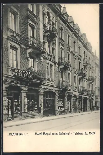 AK Strassburg i. E., Hotel Royal beim Bahnhof