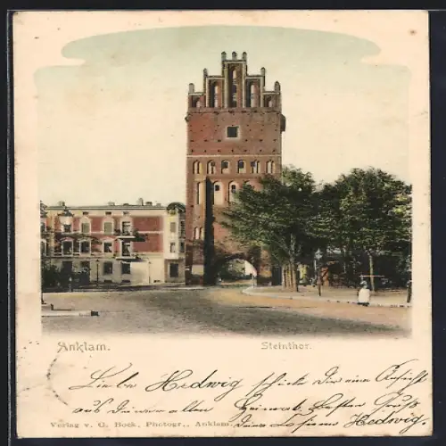 AK Anklam, Steinthor mit Strassenpartie