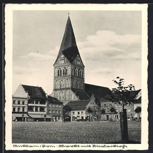 AK Anklam /Pom., Markt mit Nicolaikirche