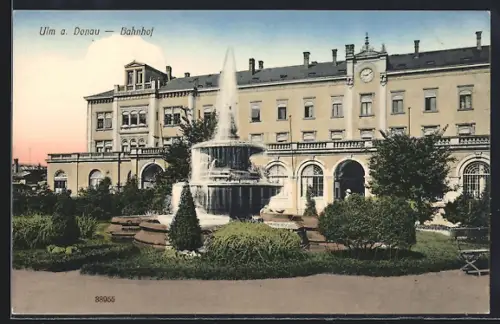 AK Ulm a. Donau, Brunnen am Bahnhof