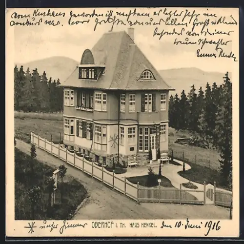 AK Oberhof i. Th., Hotel-Pension Haus Henkel