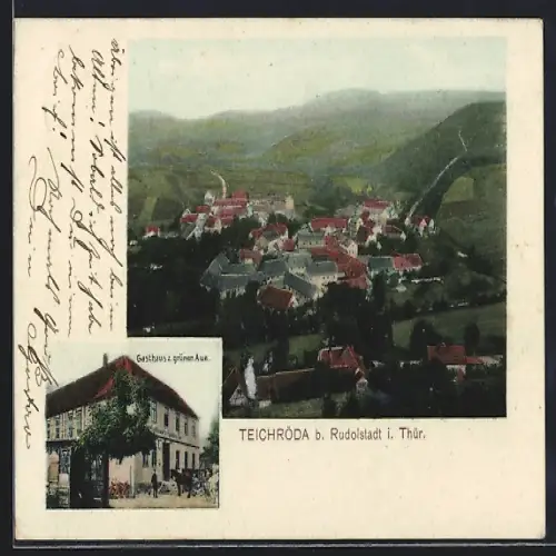 AK Teichröda b. Rudolstadt i. Thür., Gasthaus zur grünen Aue, Teilansicht