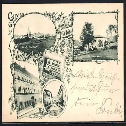 AK Wegscheid / bay. Wald, Hotel zum Bayr. Wald, Verlag v. Alois Kollinger, Markt v. d. Südseite