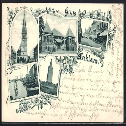 AK Anklam, Marienkirche, Warmbadeanstalt, Steinstrasse, Hohenstein